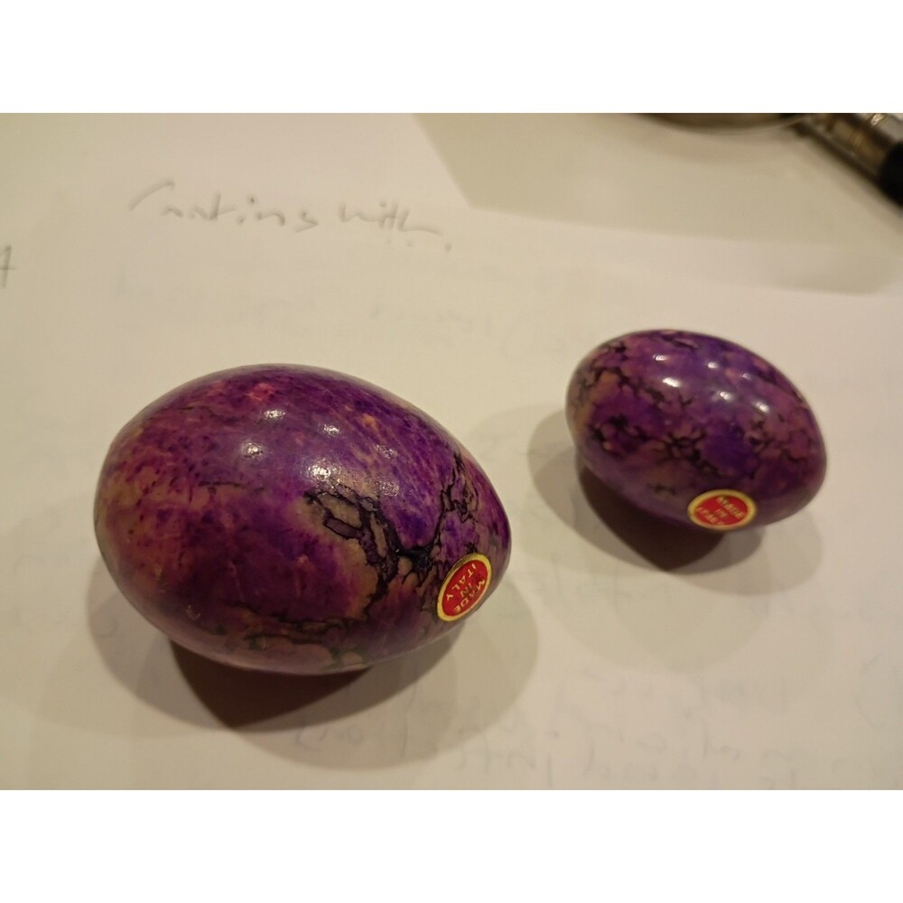 Lot of 2 Vintage Purple  Stone Eggs Easter